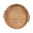 Round Burlwood Tray with Metal Handles