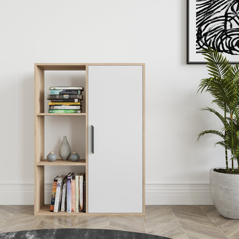 124.5cm H x 88.9cm W Najji Standard Bookcase, Oak/White