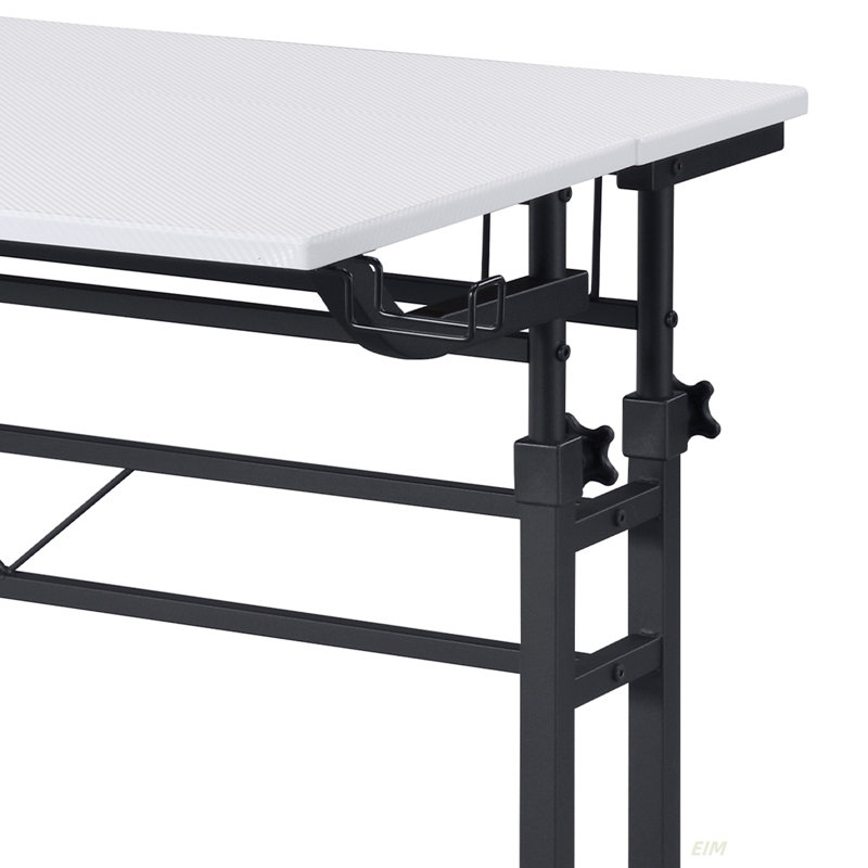 Techni Mobili Rolling Writing Desk With Height Adjustable Desktop And Moveable Shelf, White