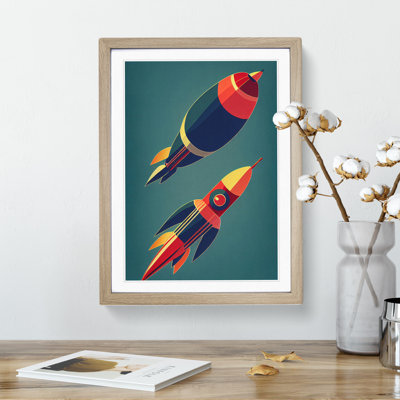 Retro Spaceship Rockets - Framed Print