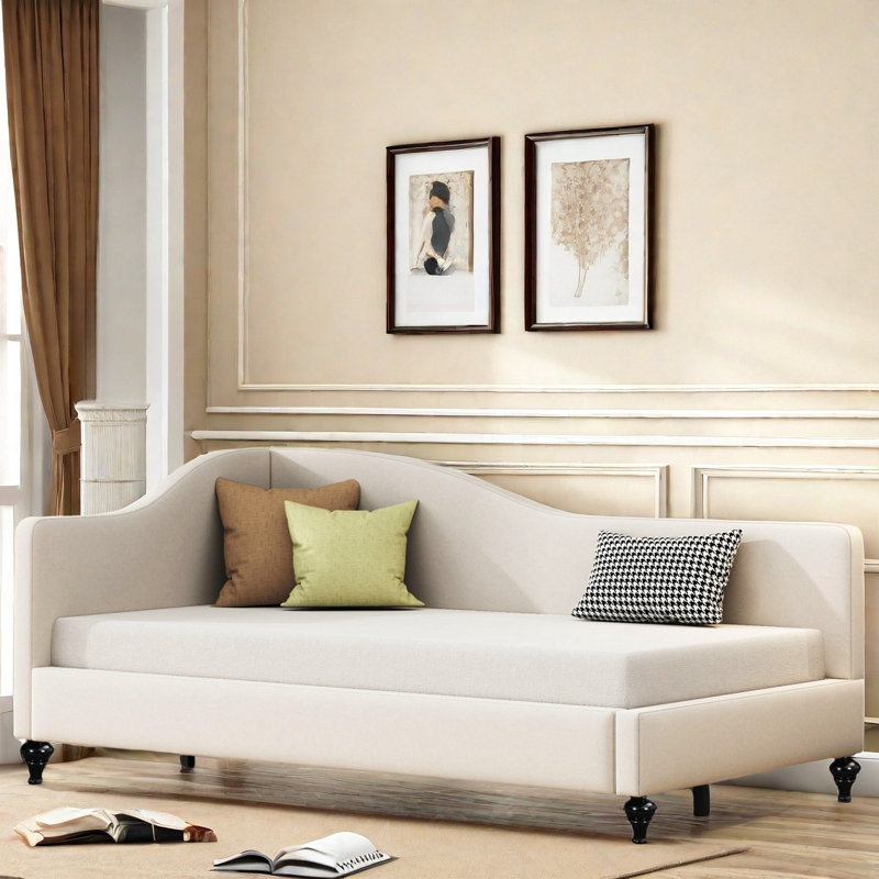 Woothen  Daybed With Solid Wood Legs, Beige, Twin