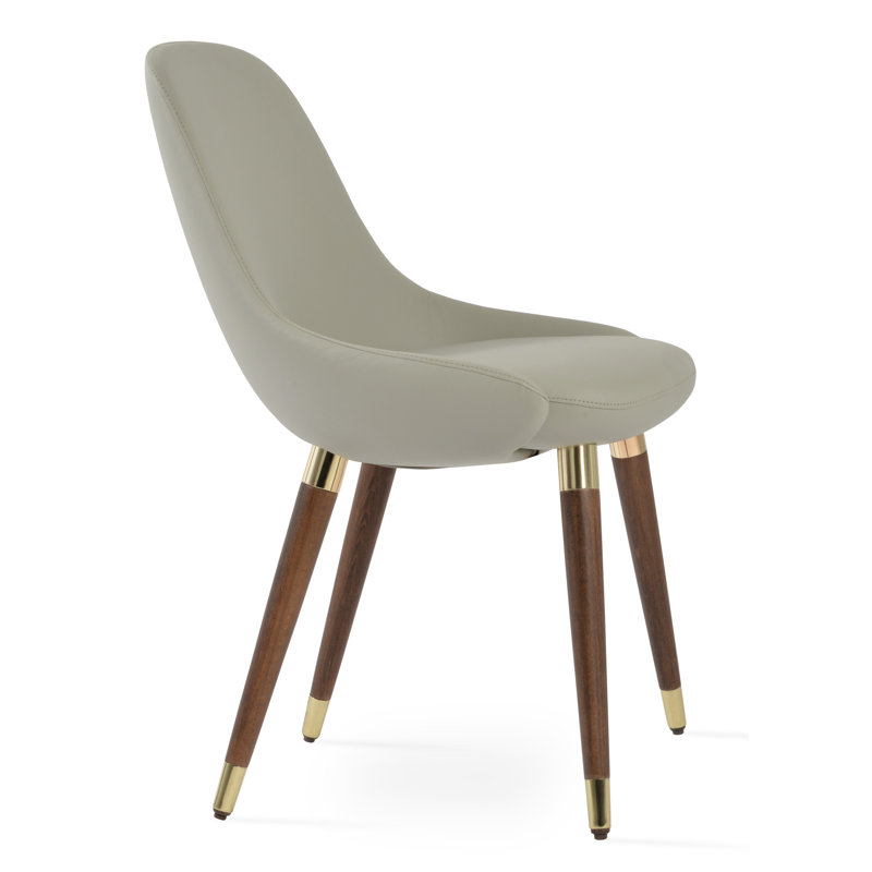 Gazel Wood Side Chair, Light Gray Leatherette