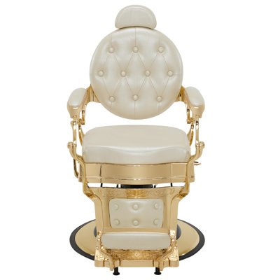 26" Wide Vintage Heavy Duty Barber Chair with Metal Frame, Swivel Salon Chair, Faux Leather by Inbox Zero