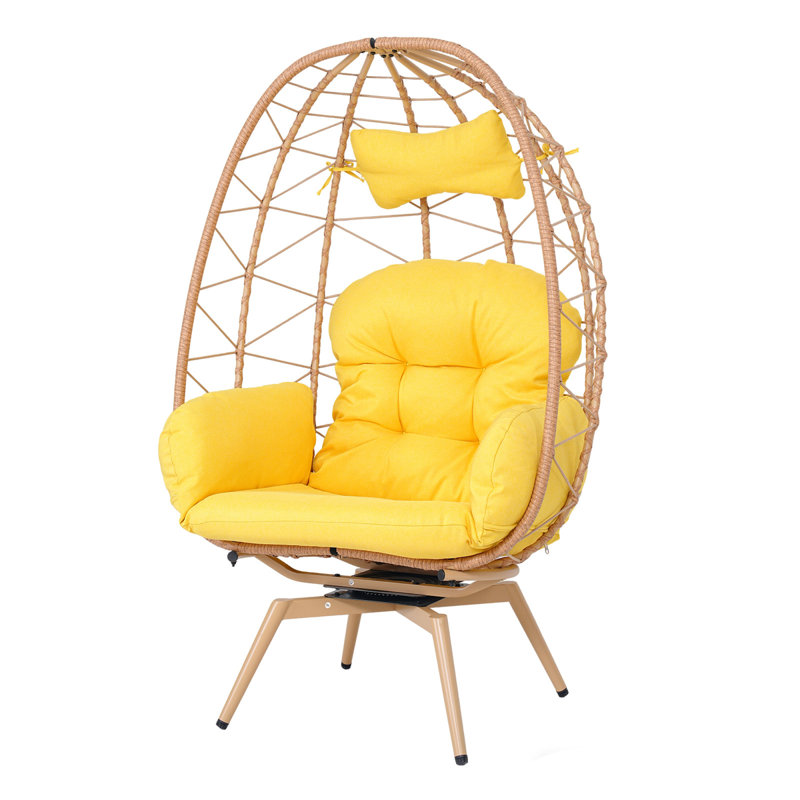 Swivel Patio Lounge Chairs, Steel Rattan Modern Balcony Seating