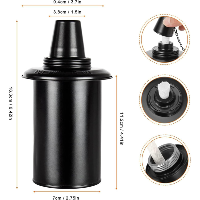 Torches de rechange pour torche 12 oz, contenant extérieur rechargeable avec mèches et capuchons