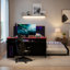 Lit de jour en bois pleine grandeur avec lit gigogne simple, bureau, lumière DEL et USB, noir et rouge-607066980-607066981