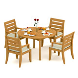 4 Seats 5 Pcs Grade-A Teak Wood Dining Set: 48" Round Table And 4 Atnas Arm Chairs #11AT1004