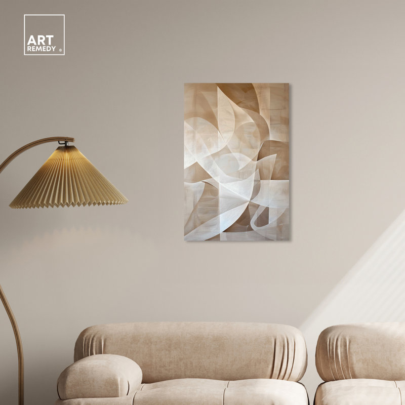 Scattered Thoughts Beige and White Abstract Canvas Wall Art, 20" x 30"