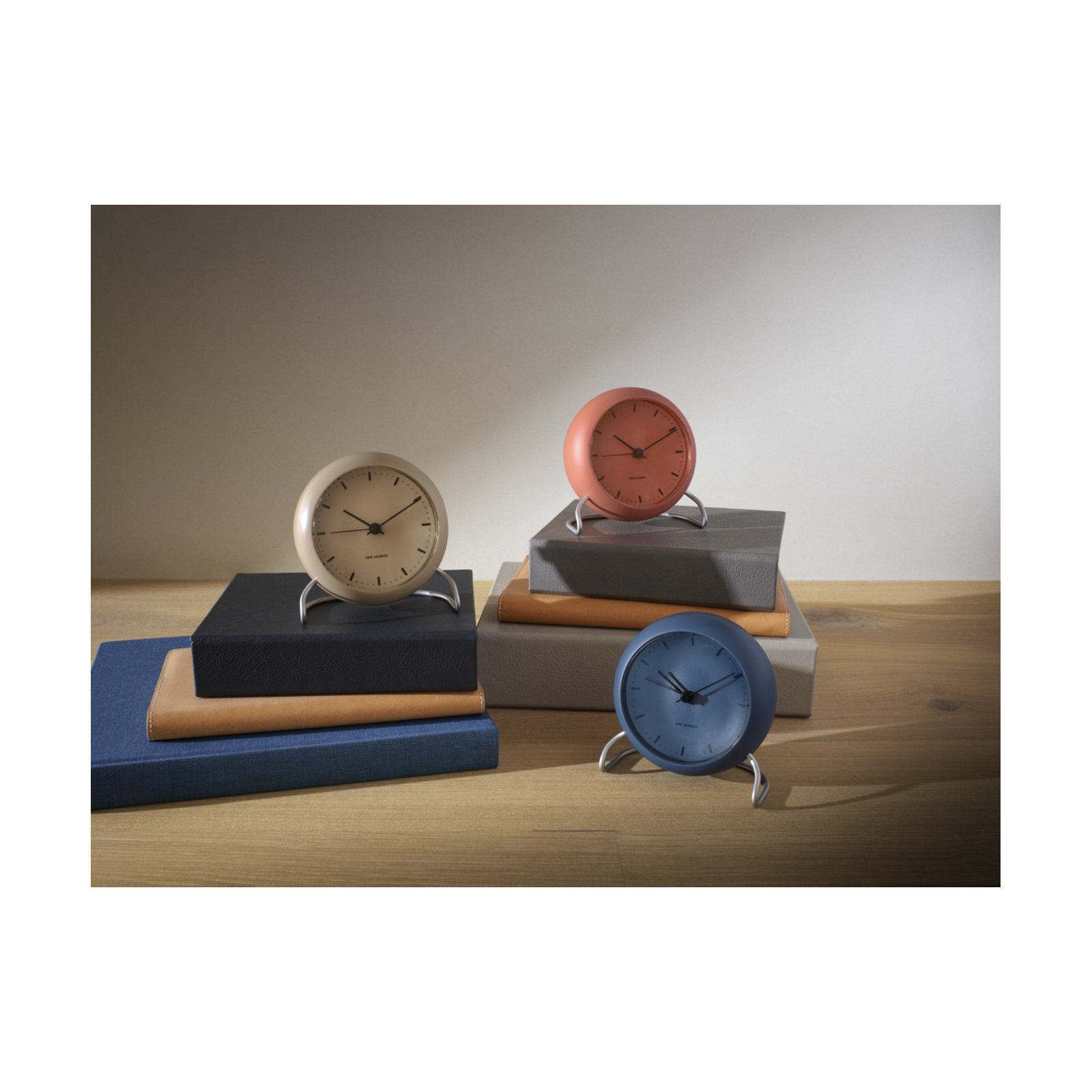 City Hall Analog Electric Alarm Tabletop Clock, Sandy Beige/Silver