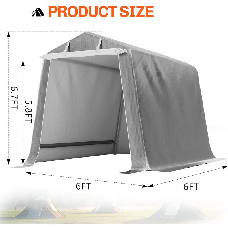 6 Ft. W x 6 Ft. D Portable Garage and Storage Shed