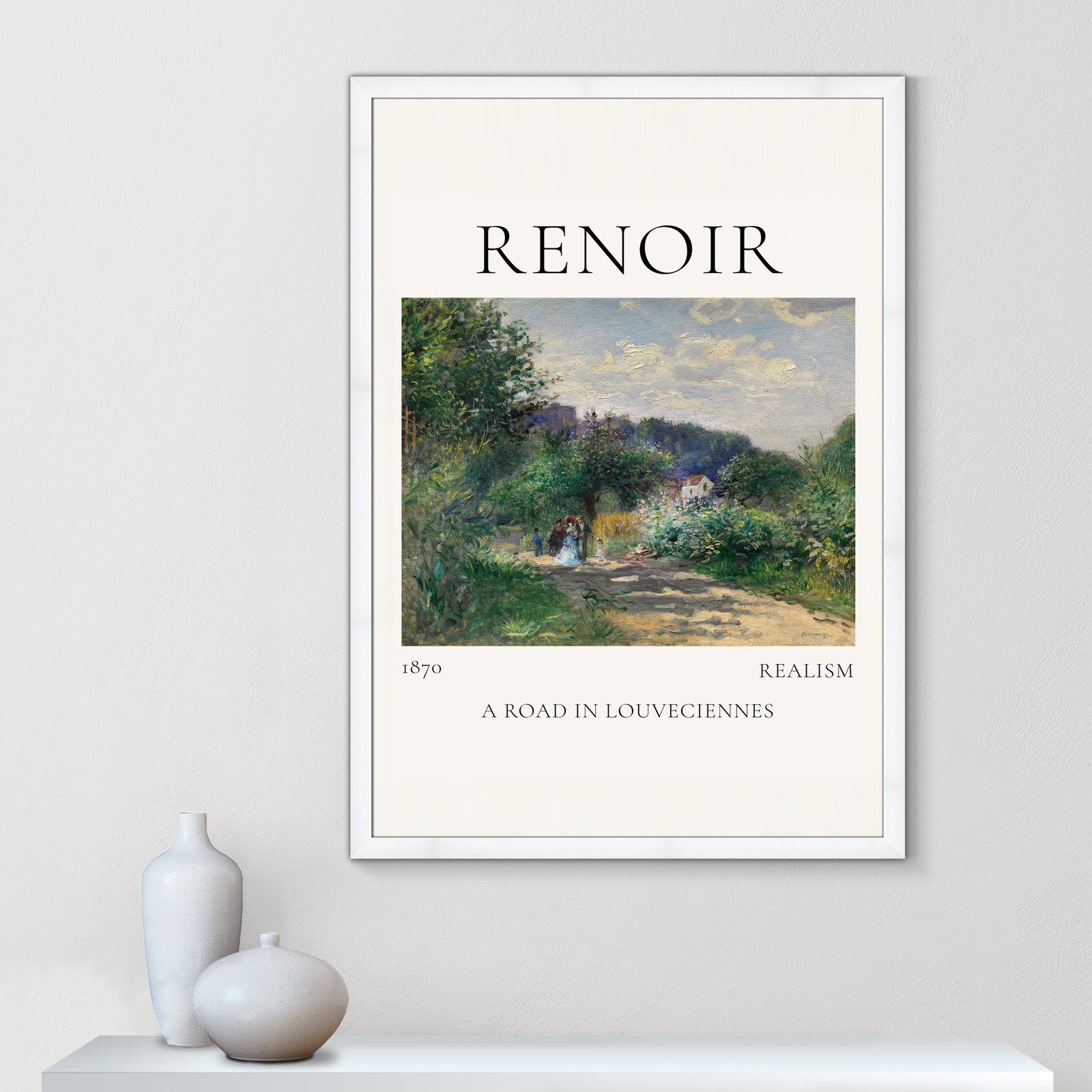 Rocchetto "A Road in Louveciennes" Print, White Single Picture Frame, No, 55" H x 39" W x 1.25" D