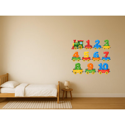 Number Train Wall Decals, Set of 11 Educational Peel and Stick Wall Stickers, Classroom Playroom Decor, Kids Learning Wall Art, 20"W x 20"H (50 x 50 cm)