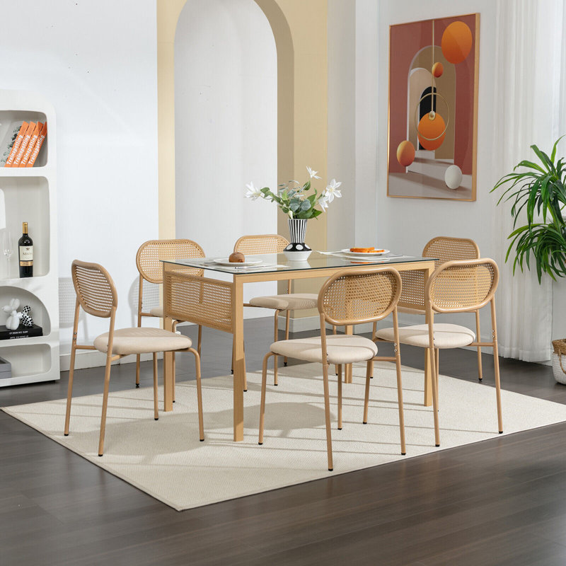 Adysun 6 - Person Glass Top Four Leg Dining Set