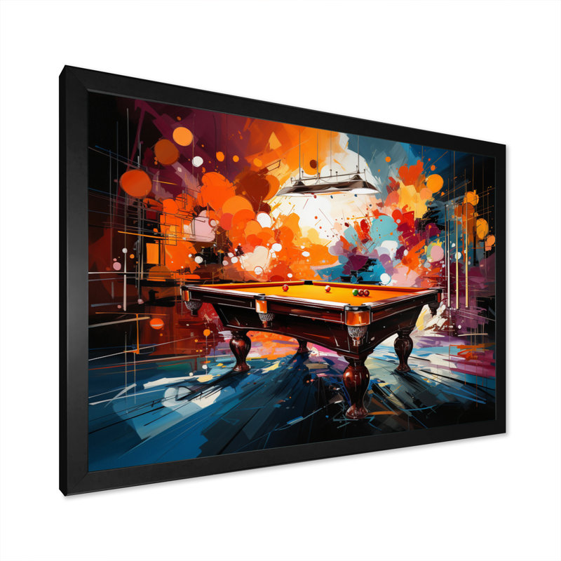 Billard Vibrant Break I - Billiards, art mural, H 24 po x l 32 po x P 1 po, Cadre photo noir
