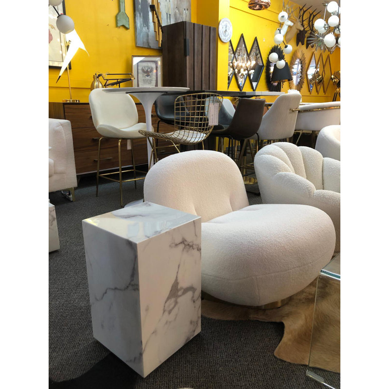 Table d'appoint en marbre Luci, H 11,8 po x l 11,8 po x P 11,8 po