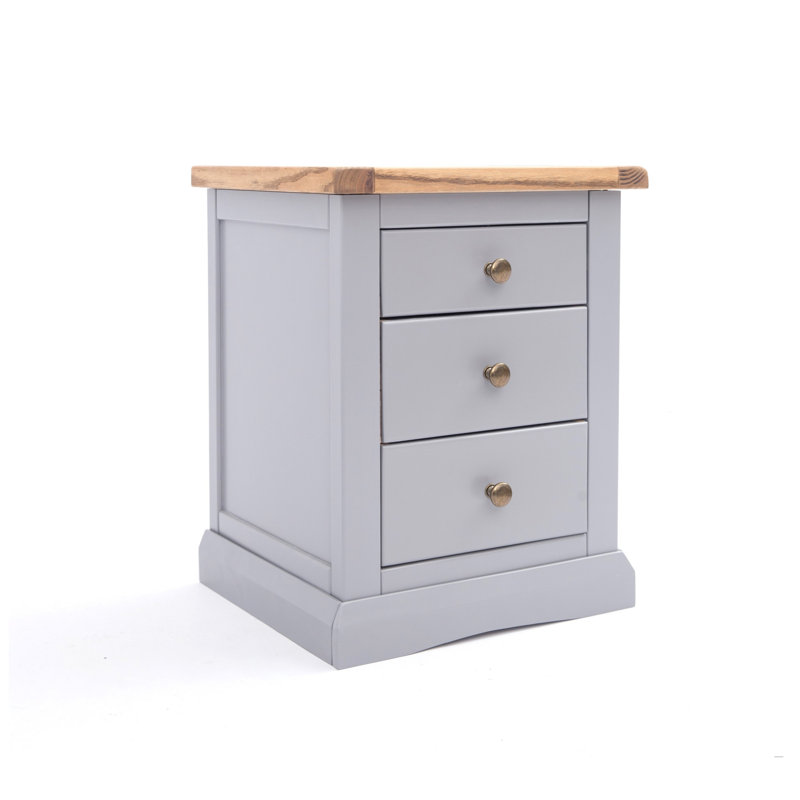 Milian 45cm W Solid + Manufactured Wood Bedside Table, Grey/Gold