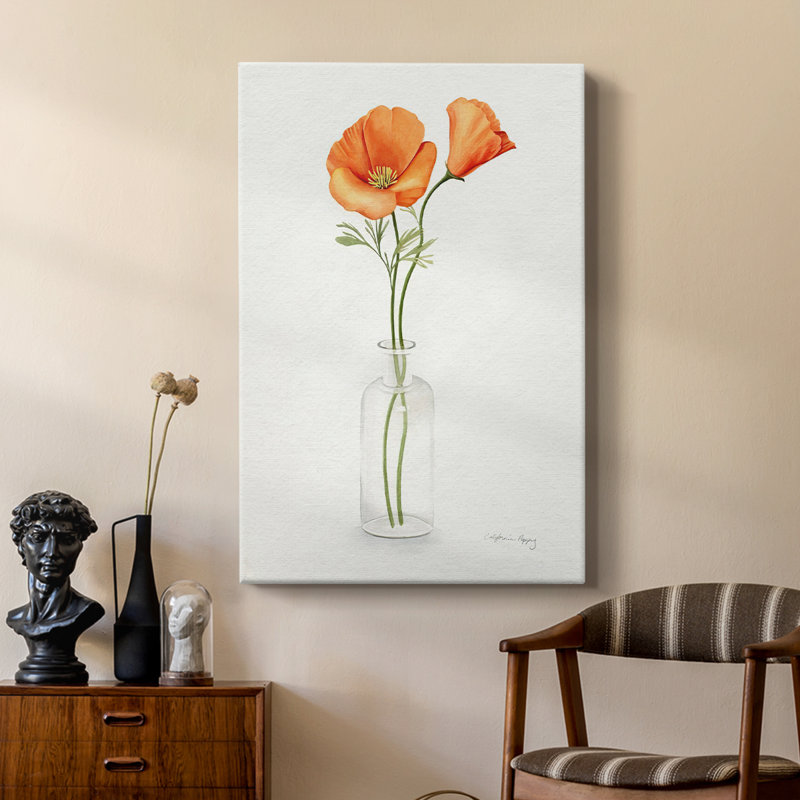 California Poppy Vase II - galerie sur mesure Cavas, H 18 po x l 12 po
