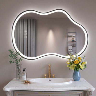 36x20 Irregular Backlit Led Lighted Bathroom Vanity Mirror