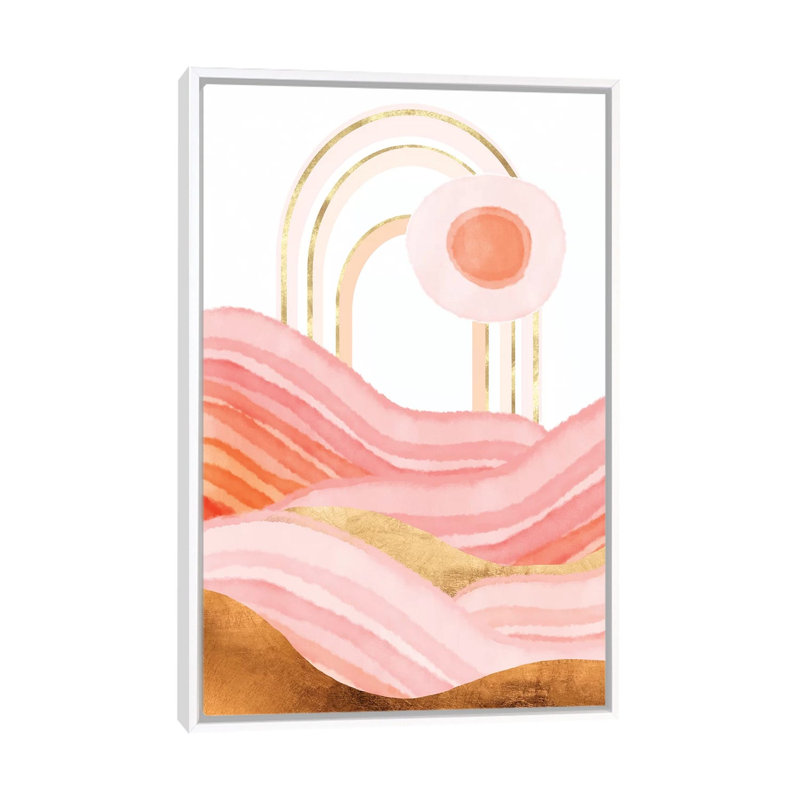 «Late Summer Sunset», reproduction d'impression, H 26 po x l 18 po x 1,5 po, Pas de tapis, Toile blanche encadrée