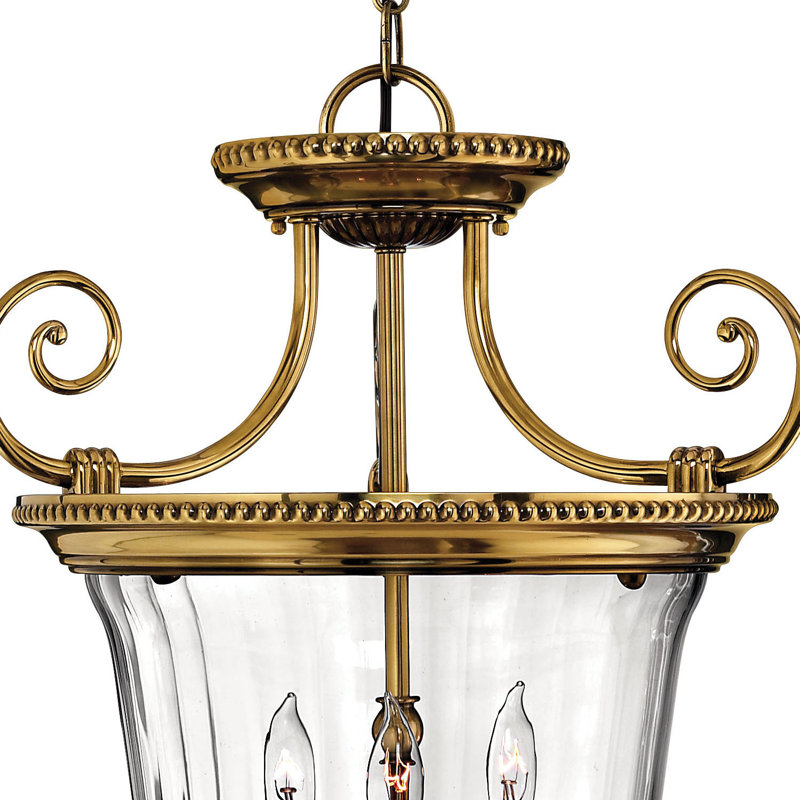 Oxford 3-Light Single Urn Pendant, 22.5" x 21.5", Burnished Brass