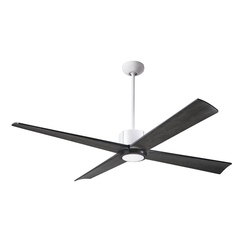 Nouveau Downrod Ceiling Fan, Matte White/Graphite, Ebony, Wall Control