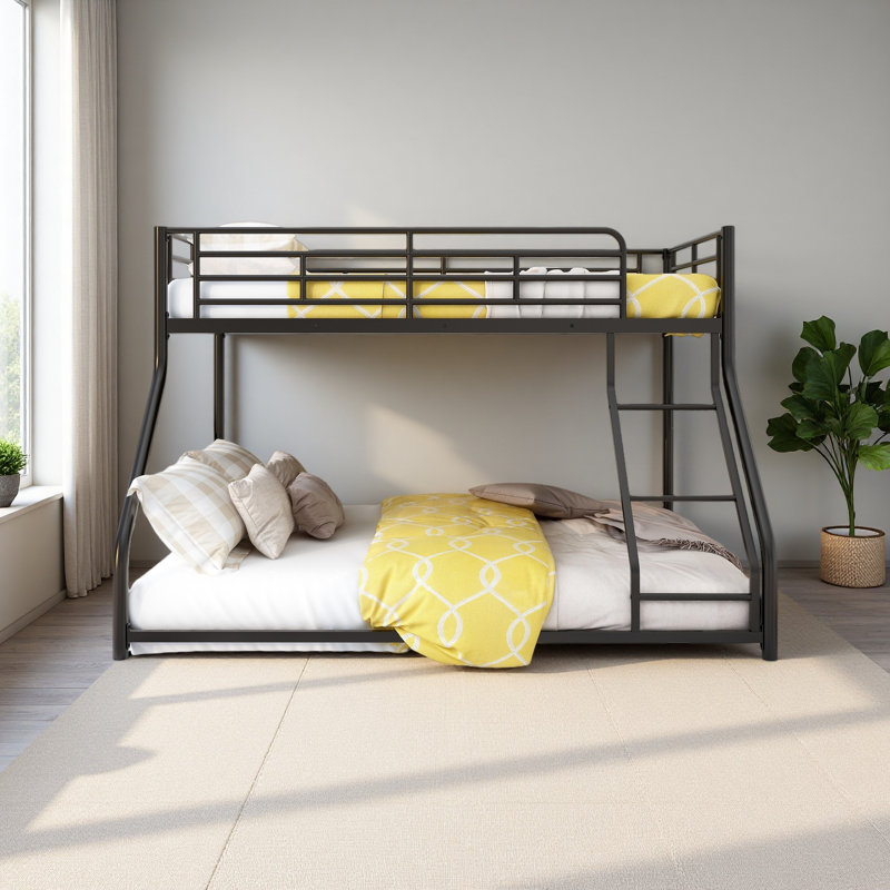 Metal Floor Bunk Bed, Twin XL Over Queen, Twin XL over Queen
