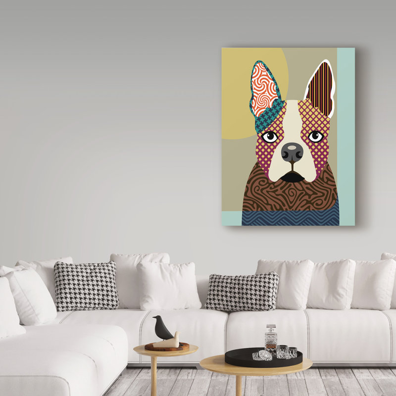 Buckey «Boston Terrier», impression sur toile tendue, H 19 po x l 14 po x P 2 po