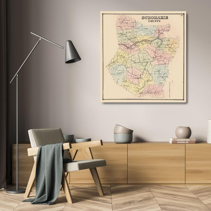 Toile tendue avec châssis Lark Manor ™: Schoharie New York - Burr 1866 NYSC0008, H 21 po x l 20 po