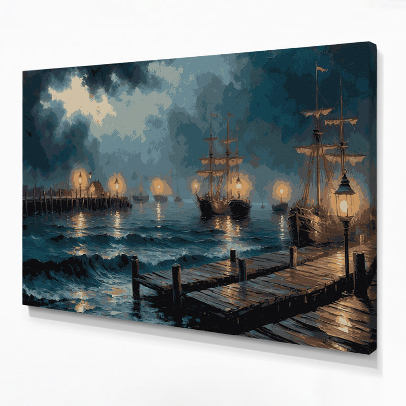 Art nautique sur toile bleu, H 20 po x l 24 po