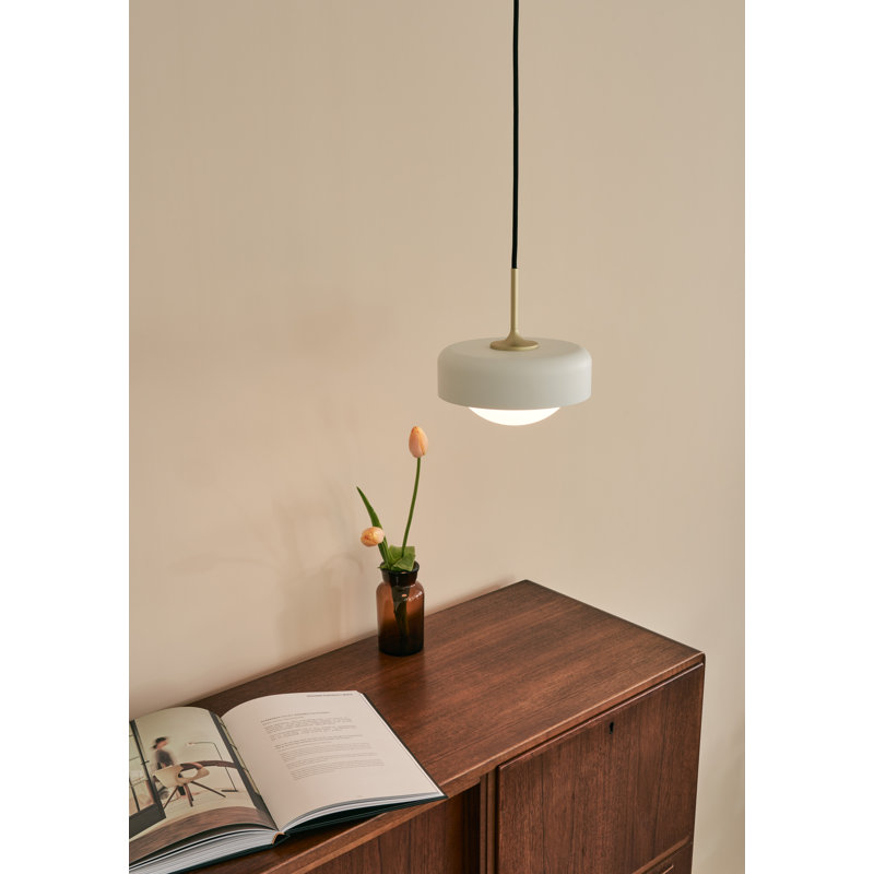 Luminaire suspendu tambour 1 lumière DEL Pensee, Blanc mat