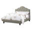 Tête de lit ajustable, grand lit, tapissier gris, cadre de lit arqué en bois, tête de lit tapissier moderne en polyfibre