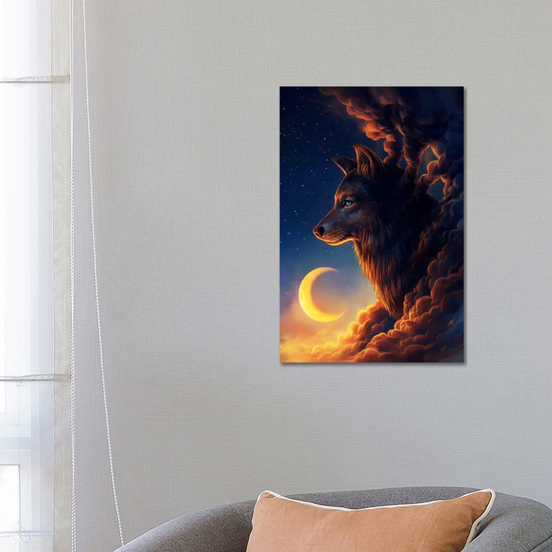 Golden Moon 1 Piece Wrapped Canvas Wall Art, 66.04 cm H x 45.72 cm W x 1.91 cm D