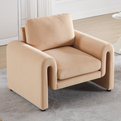  Chaise d'appoint rembourrée en velours avec grand bras arqué