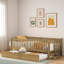 Lit plateforme en bois avec garde-corps et lit gigogne-266591899
