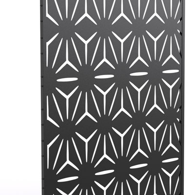Pacifa Series 6 ft. H x 4 ft. W Leave Pattern Metal Privacy Screen With Wider Feet