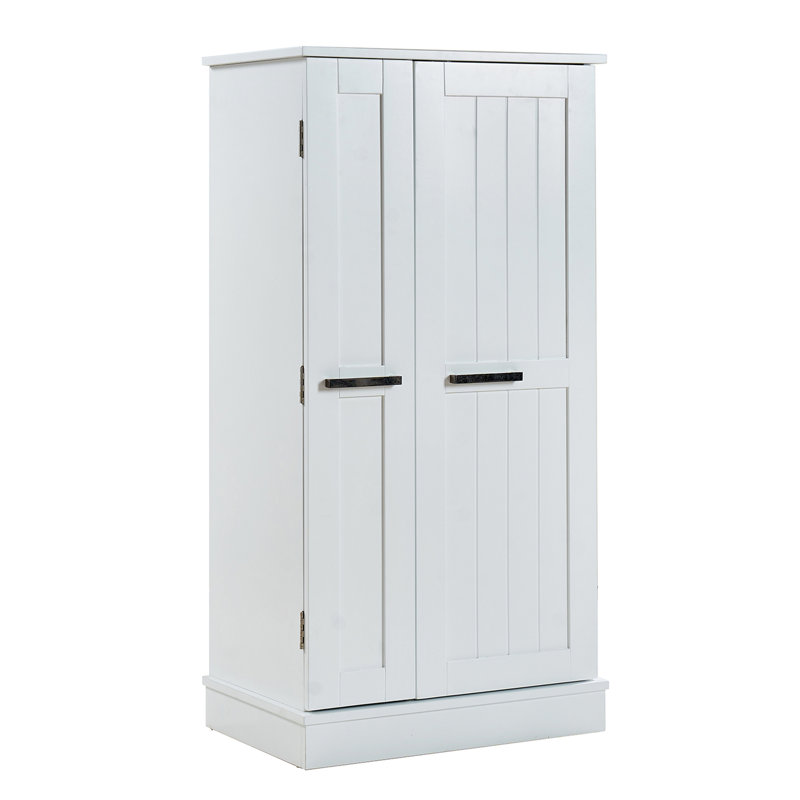 Armoire de rangement pour garde-manger, garde-manger autoportant avec portes et tablettes réglables, petit garde-manger pour cuisine, salle de bricolage pour salle à manger (blanc)