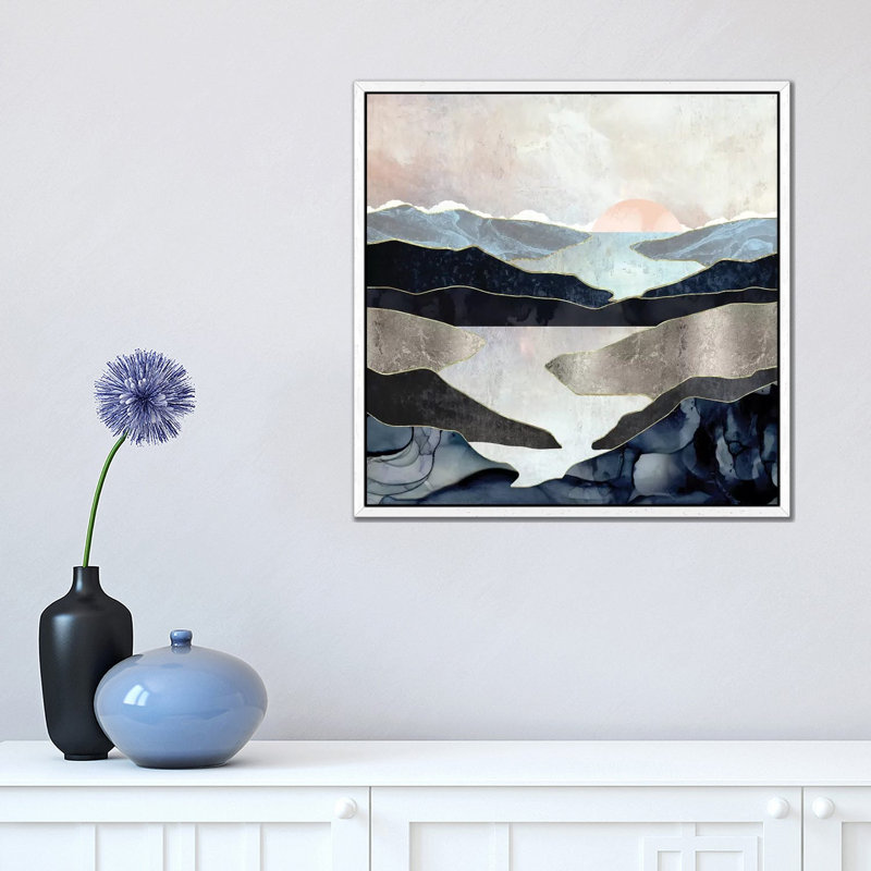 Blue Mountain Lake - Print on Canvas, White Framed, 45.72 cm H x 45.72 cm W
