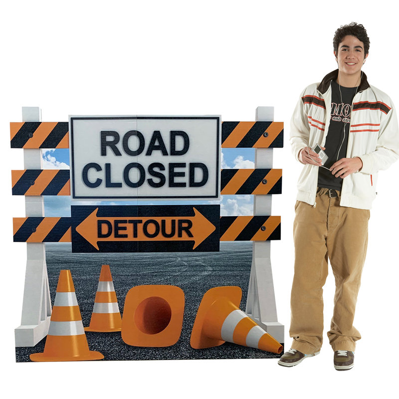 Life-Size Road Closed Detour Sign Cardboard Standup