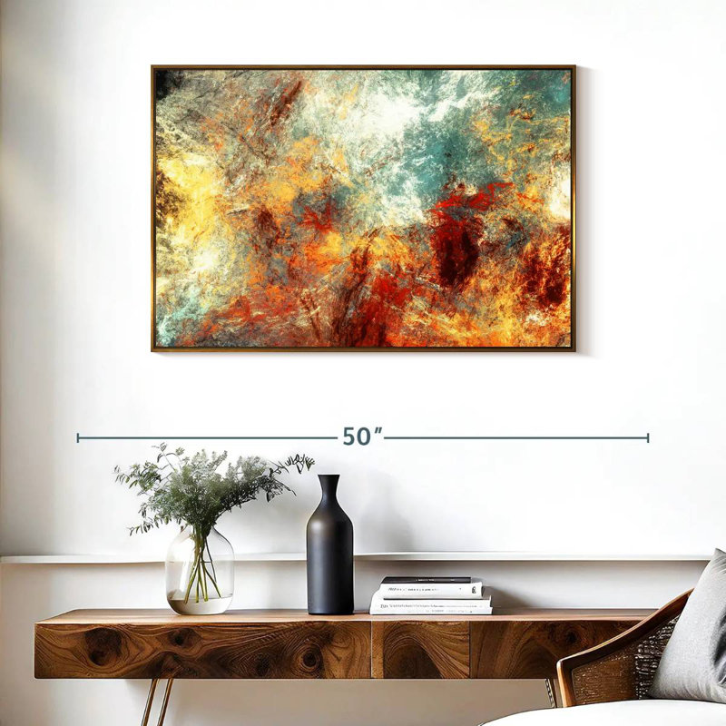 Frozen Fire Madiun, Cadre flottant doré, 37 po x 25 po