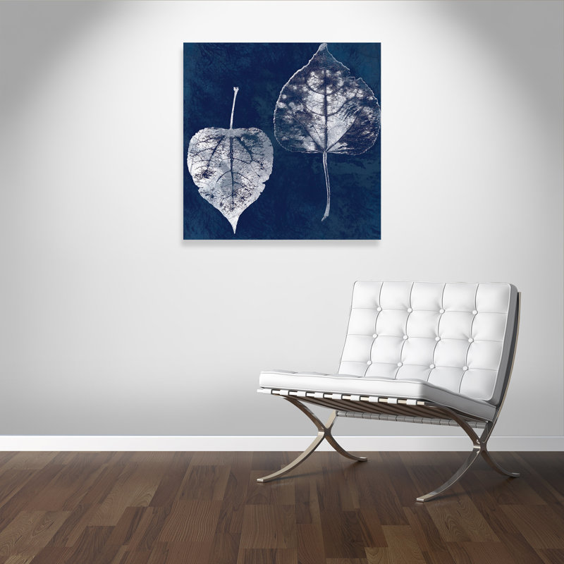 Feuilles de cyan générique Aspen - peinture sur toile tendue, H 40 po x l 40 po x P 1,38 po