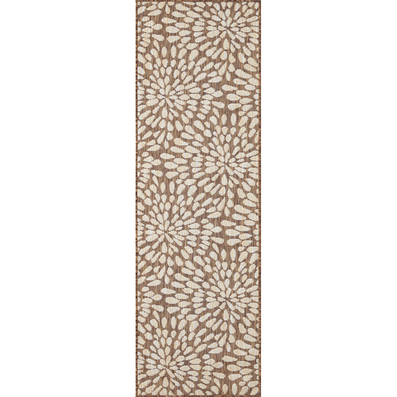 Tapis d'intérieur / extérieur brun Aryanna, Tapis de couloir 2 pi 3 po x 7 pi 3 po