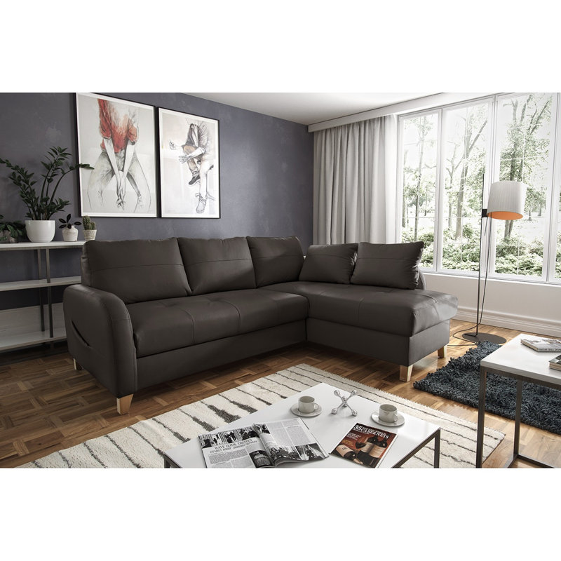 Roger Leather Corner Sofa, Right Hand Facing, Brown