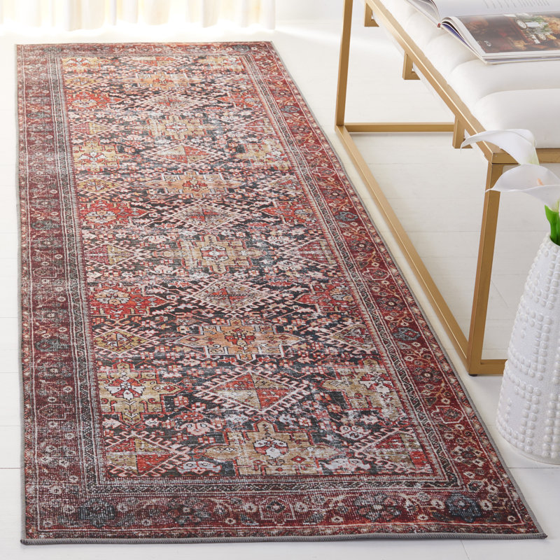 Mellor Machine Washable Non-Slip Area Rug in Red, Runner 76 x 183 cm