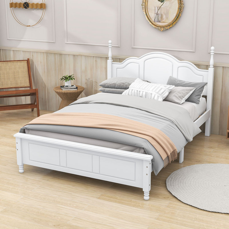 Brochan Wood Platform Bed with Headboard, Full, White