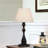 Black Fabric Table Lamp, E26 Single Light With 3-color Bulb, Modern Bedside Lamp