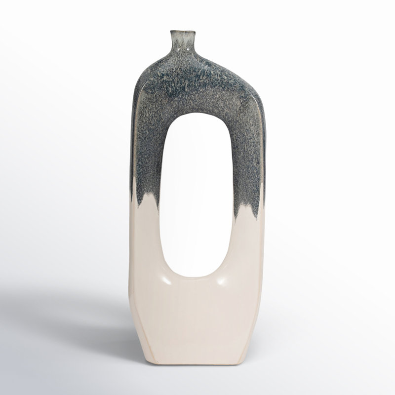 Ilariana Stoneware and Ceramic Vase with Sculptural Open Silhouette and Modern Art-Inspired Design Element or Decorative Display on Shelves or Tabletops in Contemporary Interiors