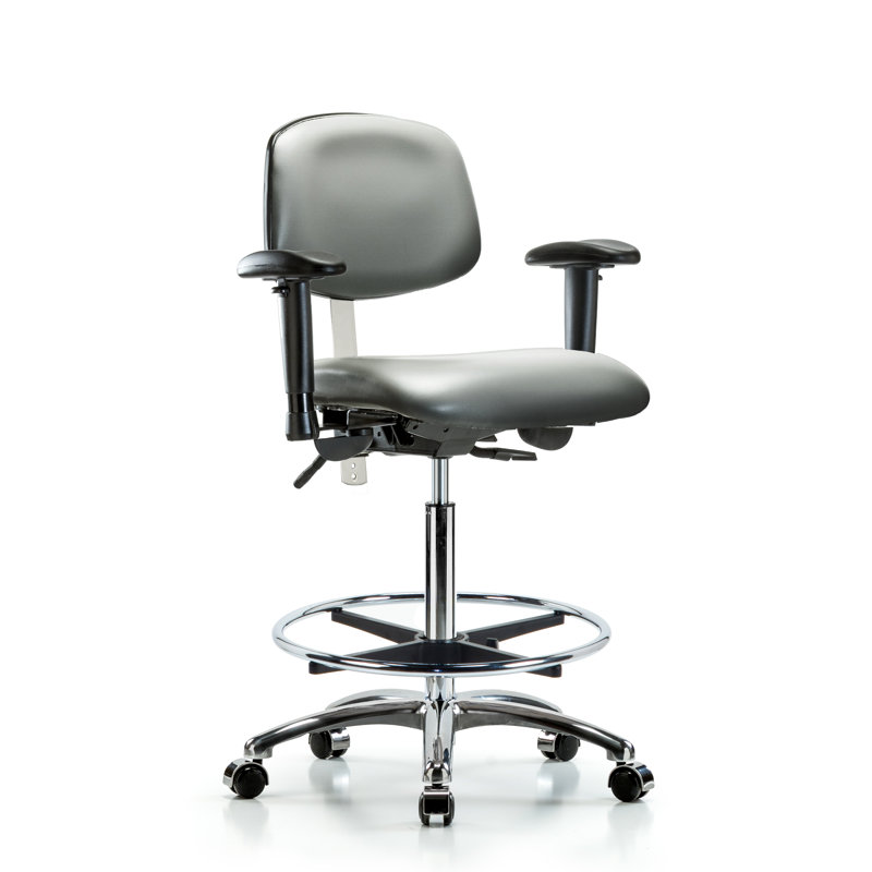 Bodiford Vinyl Task Chair, Light Gray