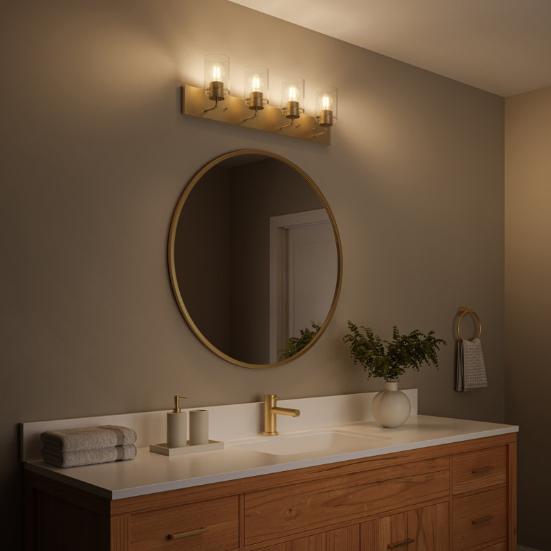 Éclairage pour salle de bain 4 lumières Merry, Clair, Brushed Gold, 4