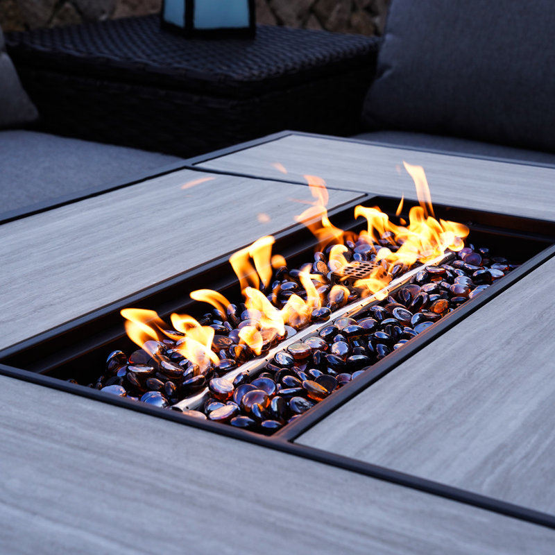 Buthayna Rectangle Iron Propane Smokeless Fire Pit Table