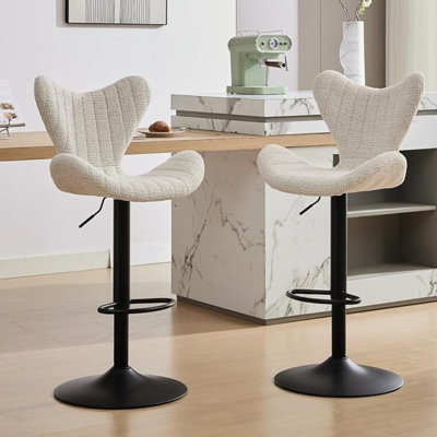 360° Swivel Upholstered Adjustable Height Bar Stools Counter Bar Stools with Sturdy Metal Frame 